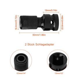 2 Pieces Bit Adapter Impact Wrench 1/2 to 1/4 Bit Adapter Bit Holder Socket Adapter, Hex Shank Bit Adapters Impact Wrench Accessories for Impact Wrench Screwdriver Bit Holder