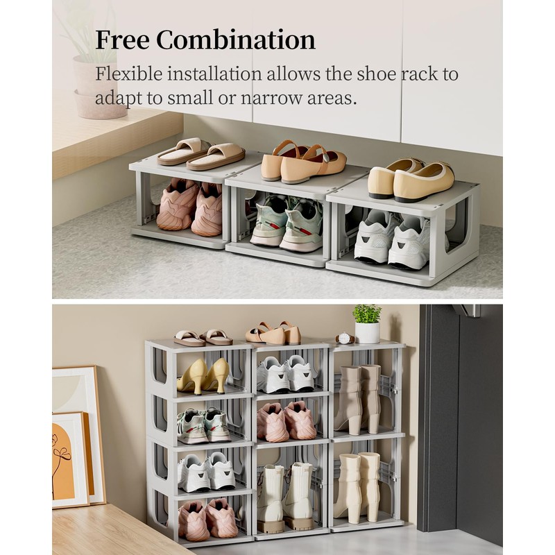 HAIXIN 10 Tier Narrow Shoe Rack, Shoe Rack for Closet,
