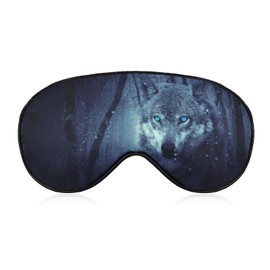 SEPTYK Forest Black Snowfall Cold Galaxy Wolf Pattern Sleep Mask Eye Eyepatch Eyeshade with Elastic Strap Cover Sleeping for Men Women Kids