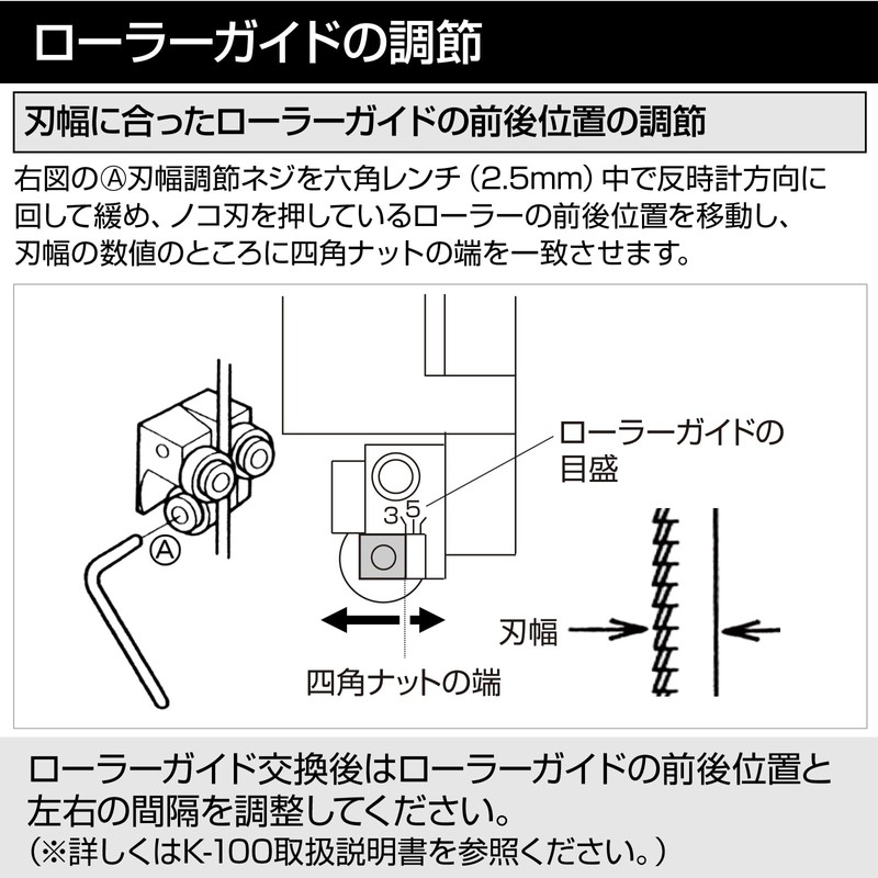 Hozan Roller Guide Set Compatible Models: K-100/105 K-105-8