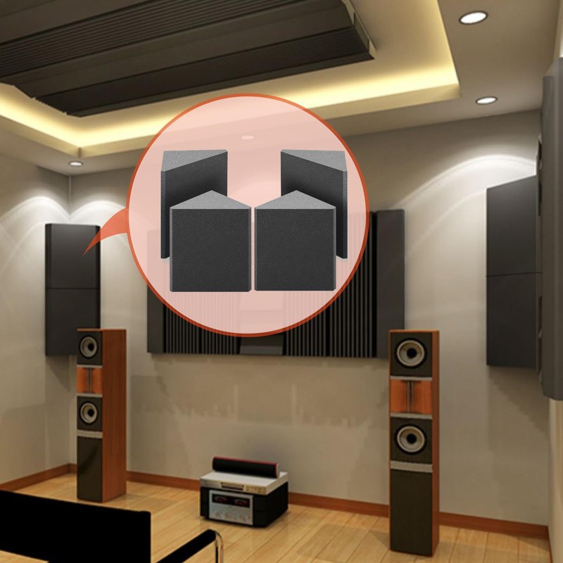 Large Bass Trap Acoustic Foam Corner, 4 Pack Delta Bass