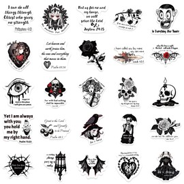 50PCS Horror Stickers Bulk, Scrapbook Stickers for Adult, 1-3 Inch, Fade-Resistant, High Adhesion, Waterproof, for Water Bottles, Laptop, Bible, Journaling, Vinyl Decal for Girls&Boys