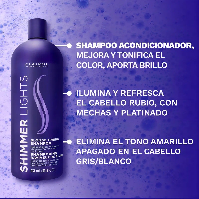 Shampoo Acondicionador Matizador Morado Shimmer Ligth 931 Ml