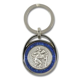 MaMeMi Saint Christopher Keyring with Blue Trim, blue