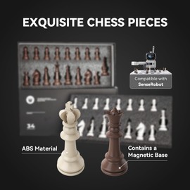 SenseRobot Chess Set – Magnetic Chess Pieces Compatible with SenseRobot R3, Roll-Up Nylon Chess Board for Standalone Play, Portable Travel Set with Case