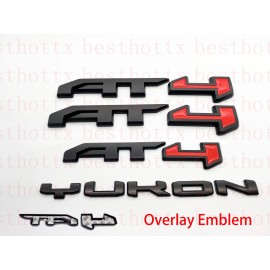 Unbranded Matte Black Red Door  AT4 Yukon Emblems  2021-2023 GMC Yukon Yukon XL Overlay