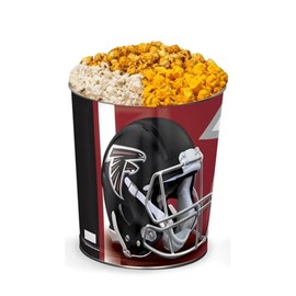 Colby Ridge 3 Way Football Popcorn Tin - White, Caramel, and Cheese Gourmet Craft Popped Gluten Free (2 Gallon - Falcons)