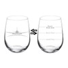 Wine Glass Goblet Two Sided Airplane Pilot Flight Attendant (17