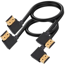 tunghey 2Pack 4K HDMI Cable 1.4,90 Degrees Dual Right Angle HDMI Male to Male Cable 4k@30Hz,Gold-Plated Connector,Support ARC, 3D, Ethernet,for HD TV, Lactop, PC,Projector (Left to Right) (0.3M)