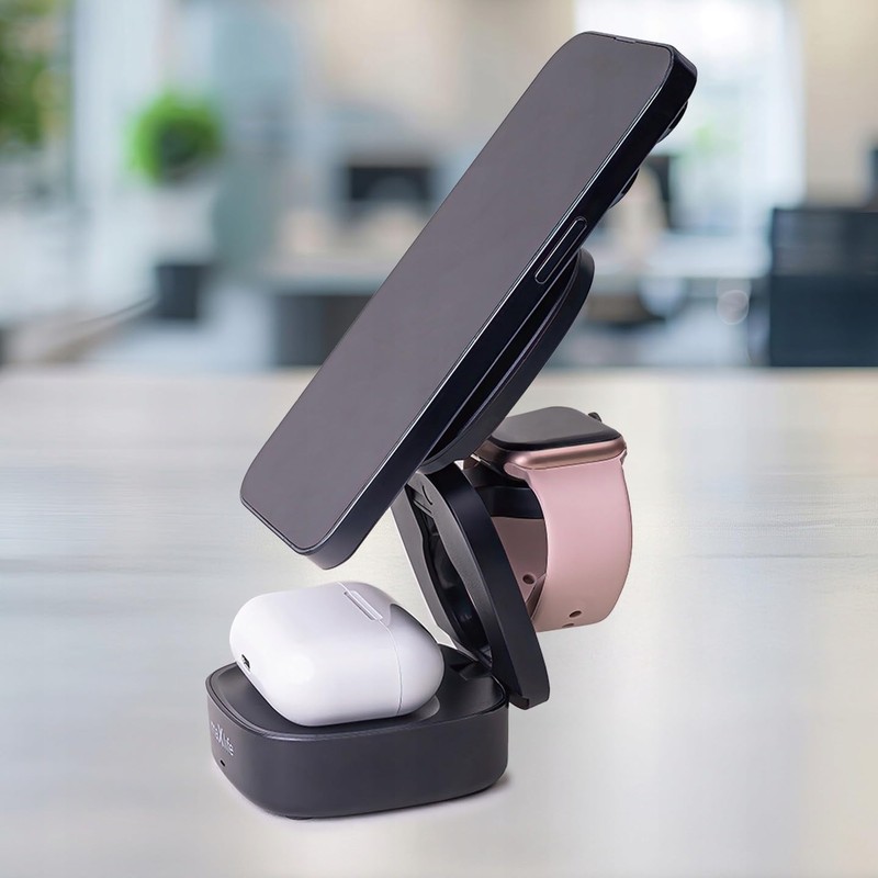 Maxlife MXWC-06 15W magnetisches kabelloses Ladegerät Schwarz 3in1