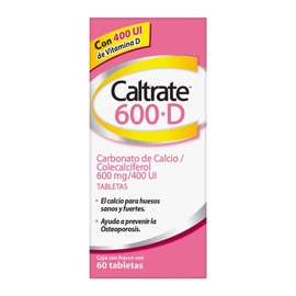 Caltrate Suplemento de Calcio 600 D 600mg  400 UI Frasco con 60 tabletas                                                                              