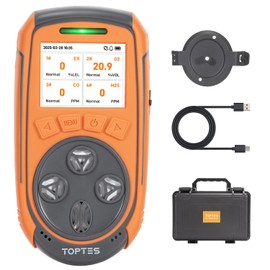 TopTes Guard-863Pro 4 Gas Monitor Multi Gas Detector for H₂S, CO, LEL, and O₂, with TFT Color Screen, Upgraded O₂ Sensor (5-Year Lifespan), USB Data Export, 18h Battery Life, Reliable for Work & Home