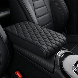 WOODHAWK Car Center Console Cushion Pad Memory FoamArmrest Cover for Universal Cars Arm Rest Seat Box Protector (Black)