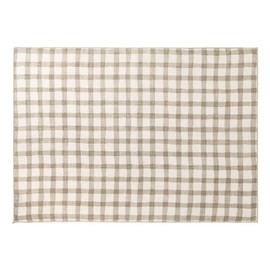 &NE NHK-073-LCBE Placemat, Linen-like Checkered Beige, Width 17.7 x Height 12.6 inches (45 x 32 cm), Lunch Mat, Made in Japan, Fabric, 100% Cotton, Simple, Cute, Washable, Check, Natural
