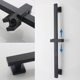 BANGPU Bathroom Shower Slide Bar, Adjustable Handheld Shower Holder Wall Mount Shower Bar Stainless Steel, Matte Black Square Slide Bar