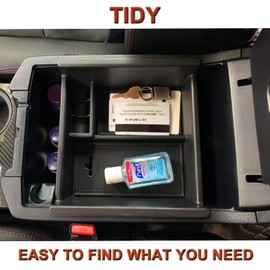 JKCOVER Center Console Organizer Tray Compatible with Toyota 4Runner 2010-2021 2022 2023 2024 and Kia Telluride 2020-2024 Accessories,Insert Armrest Box Secondary Storage ABS Black Materials