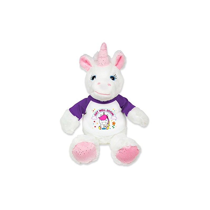 Flutter Hut Get Well Soon Unicorn Plush Pink Sparkles Message