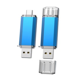 JUANWE USB Type-C Flash Drive 128GB, [2 Pack Blue] 2 in 1 USB C Drive Dual Drive USB 3.0 Thumb Drive Memory Stick for Tablet PC Android Telephone
