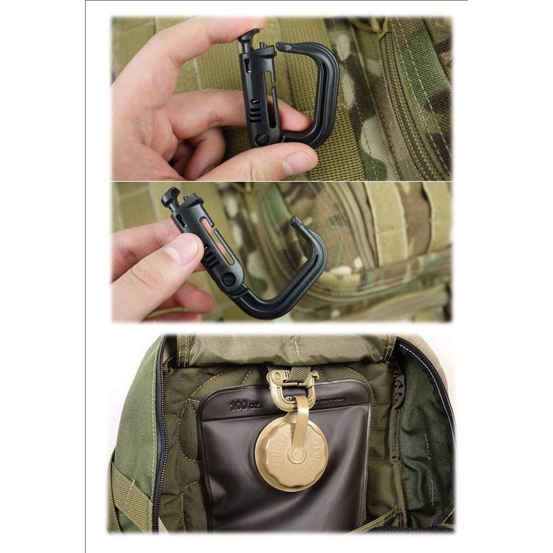 VIPER DESIGN Survival Game Carabiner, Molle, Brown, 4 Piece Set,