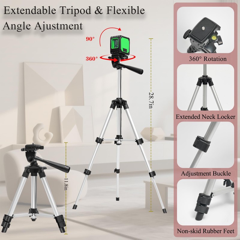 Laser level with tripod home improvement picture hanging tool,Green Cross