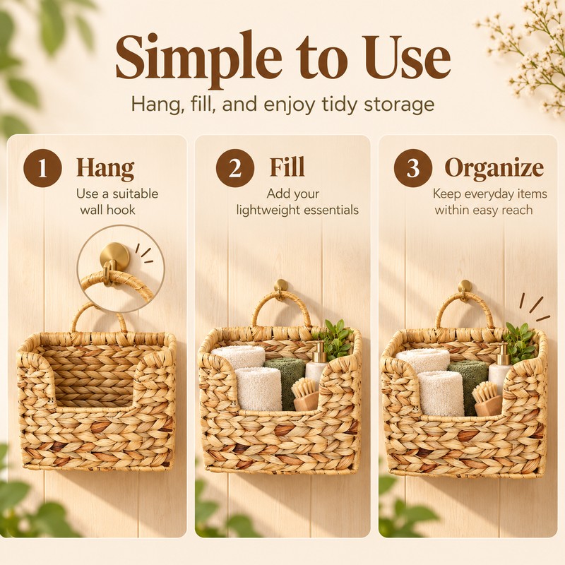 Handwoven Wicker Wall Basket for Everyday Storage – Space-Saving Rustic