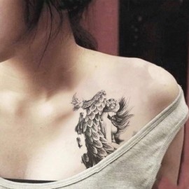 Yesallwas Tattoo Stickers, Realistic and Large Size, Set of 8, Japanese Design and Carving, Angel, Angel Wing, Waterproof, Long-Lasting, Body Stickers