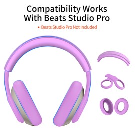 Silicone Case for Beats Studio Pro - 3 in 1 Anti-Scratch Ear Pad, Headband & Shell Cover - Soft Silicone Skin Protector (Purple)
