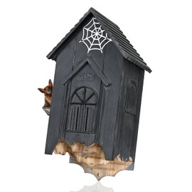 Wooden Castle Bat House with Gatehouse/Tower/Curtain Wall Design, Large Ventilated 2/3 Chamber Bat Box, Ideal for Outdoor Bat Attraction, Easy to Hang (Black, Gatehouse - 3 Chamber)