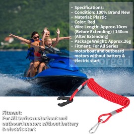 Gorgferi Emergency Stop Switch for Outboard Outboard Ignition Emergency Stop Switch Lanyard Rope Clamp for All Series