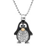 Spinningdaisy Silver Plated Round Body Cute Black Penguin Necklace