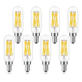 AIELIT Dimmable T8 Antique LED Light Bulb, E12 Small Candelabra Base, 60W Equivalent Tube Soft White 3000K, 600 Lumens, 6-Watt Filament Edison Bulb for Chandelier, Home, Clear Glass (8-Pack)