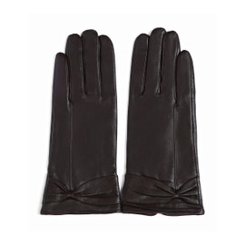 YISEVEN Women's Lambskin Leather Gloves Warm Fleece Fur Lined Luxury for Ladies Winter Accessories Dress Driving Elegant Cute New Year Gifts, Dark Brown 7"/Medium