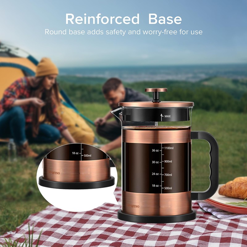 QUQIYSO French Press Coffee Maker 51oz 304 Stainless Steel French