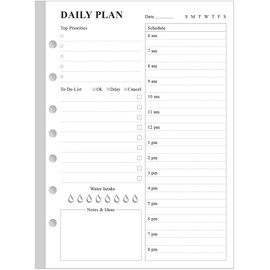 Undated Daily Planner Refill - A5 Day Planner Insert To Do List, 100 Sheets/200 Pages Planner and Lined Refill, 7-Hole Punched, Size 4, Desk Size, 5.8" x 8.3"