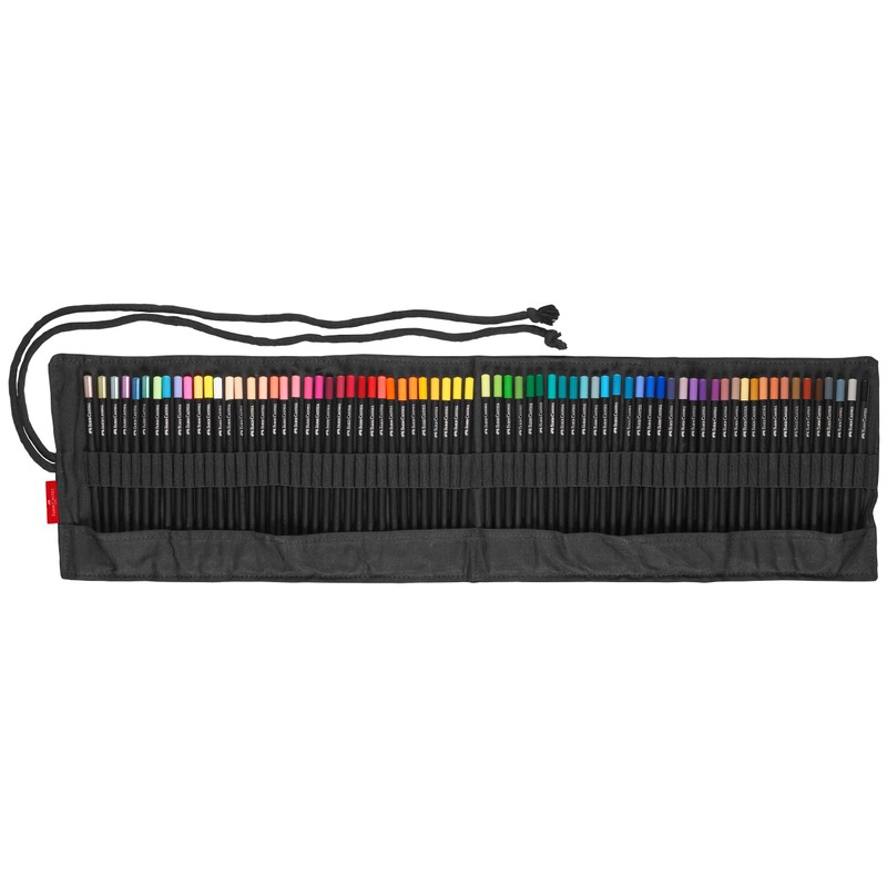 FABER-CASTELL 116418 Colouring Pencils Set with Pen Roll, 72 Black