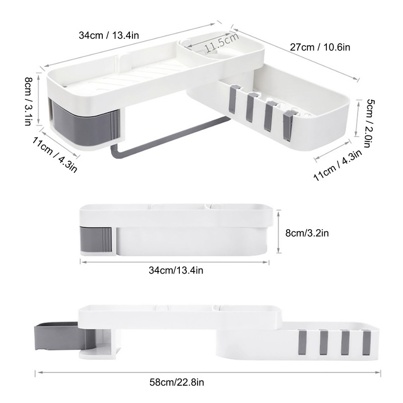 No Drilling Corner Shower Shelf Wall Mounted Bathroom Storage Rack