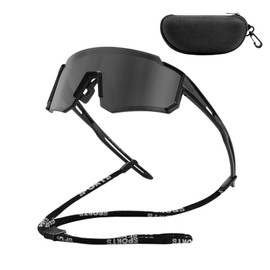 Sports Cycling Polarized Sunglasses for Men and Women, Lightweight Sun Glasses with UV400 Protection for Cycling Running Mountain Fishing (Black Frame-Gray Lens)