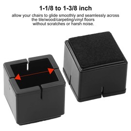 32 Pack Black Chair Leg Caps Square Floor Protectors Rubber Furniture Table Feet Covers with Felt Pads Fit 1-1/8 to 1-3/8 inch, Prevent Scratches, Non-Slip