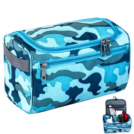 Boys Wash Bag with Camouflage Design – Boys Toiletry Bag for Travel and Sports, Durable & Waterproof Kids Wash Bag with Handle and Zipper for School, Gym or Holidays