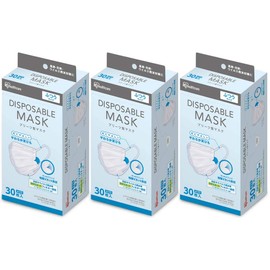 Iris Ohyama 20PN-30PM Disposable Mask, Non-Woven Fabric, Regular Size, 30 Sheets x 3 Packs (90 Pieces), Hard to Hurt Your Ears, Soft Ear Strings