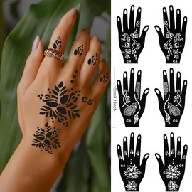 Alaoo Temporäre Tattoo, 11 Paar temporäre Handflächen-Tattoo-Vorlagen, Wasserdicht Festival Tattoos Aufkleber, Tattoo Schablone Kit für Frauen Mädchen Teens Face Body Art Paint