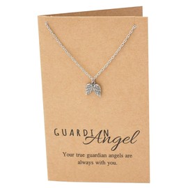 quan jewelry Guardian Angel Necklace with Greeting Card, Christmas Gifts for Women