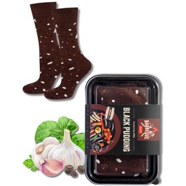 soxo Steak Socks Gifts for Men Funny Gift Men's Cotton Food Socks 40-45, Black Pudding