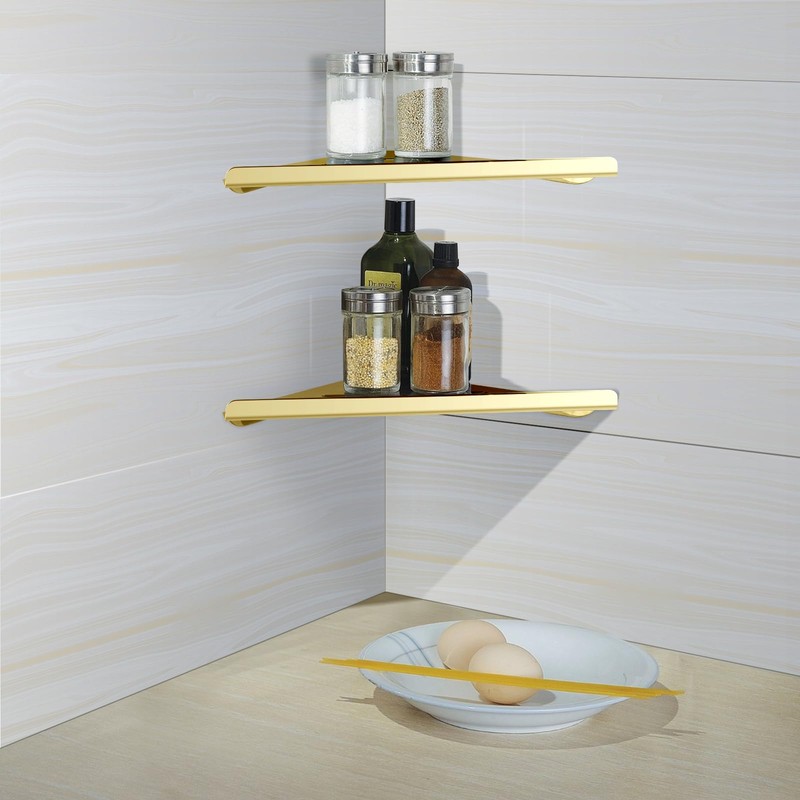 Sanbege 2 Pcs 304 Stainless Steel Corner Shelf with Screws,