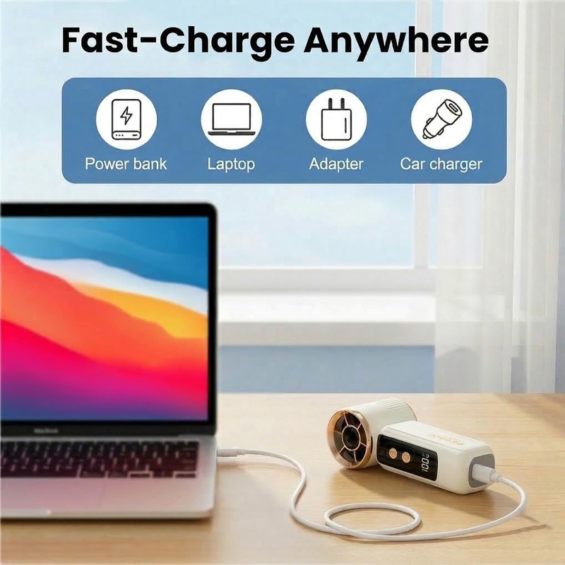 Portable Fan Handheld Mini, 6-Speed Turbo Power USB Rechargeable Personal