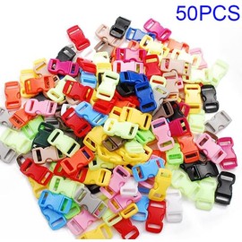 VISSQH Pack of 50 Plastic Buckles Colour Side Buckles 10 mm Flat Side Buckles for DIY, Luggage Strap, Backpack Buckle