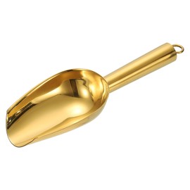 sourcing map Metal Ice Scoop, 7.1 Inch Stainless Steel Ice Scooper for Kitchen Party Bar Wedding Use, Gold
