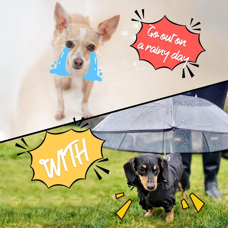 LESYPET Dog Umbrella for Small Dogs, Clear Puppy Umbrella with