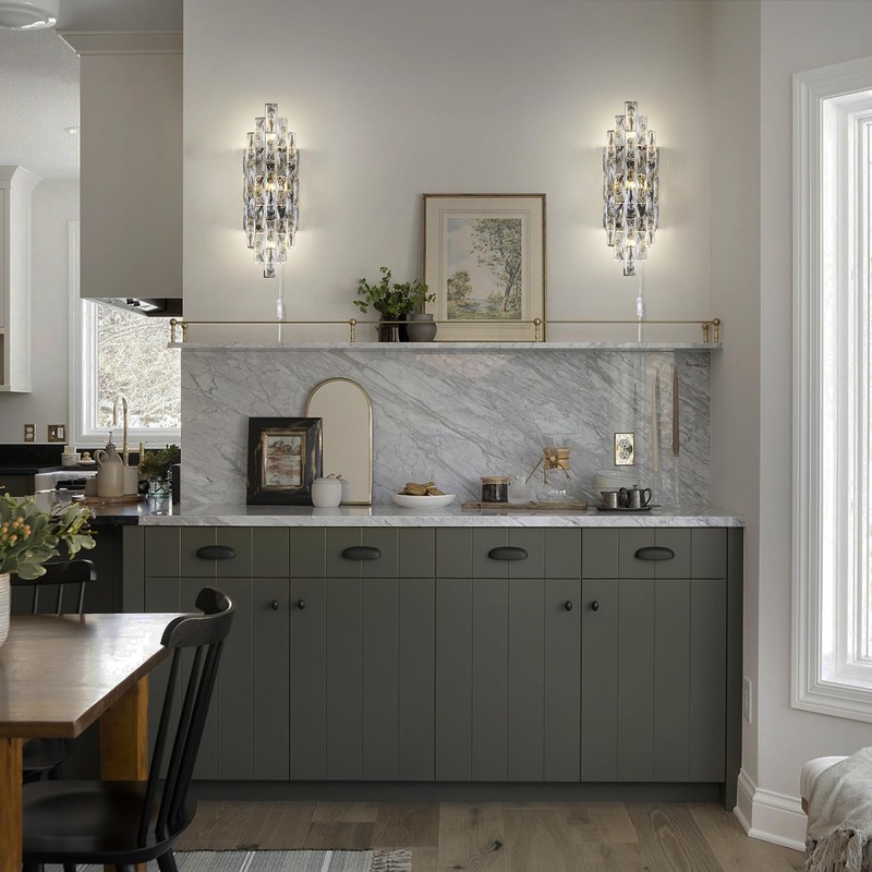 Kaiyuan Modern Plug in Wall Sconce Crystal Wall Sconces Indoor