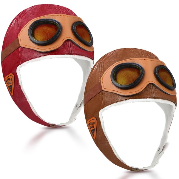 Silicherry 2 Pcs Pilot Warm Hat with Beanie Plush Leather